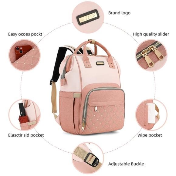 Diaper Bag Backpack, Diaper Bags For Baby Girls Boys, Baby Bags For Moms Dads - Picture 3 of 6